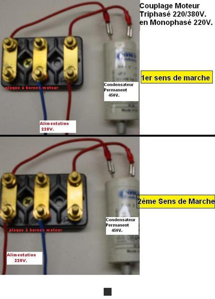 quel condensateur pour moteur 380v en 220v